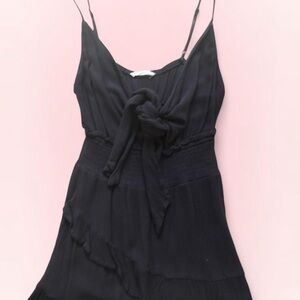 Black Sleeveless Romper with Front Tie